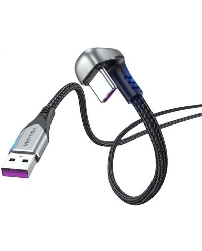 Кабел Vention - COHHG, U-Shaped, USB-C/USB-A, 1.5 m, сив/черен - 2