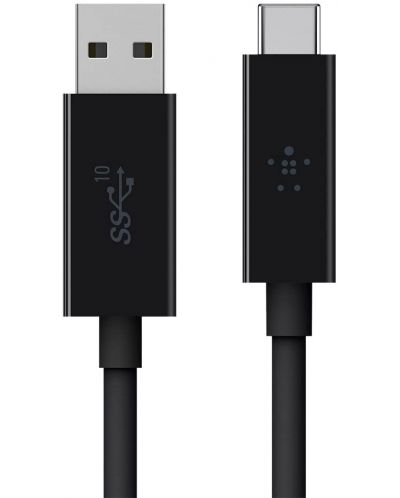 Кабел Belkin - F2CU029bt1M-BLK, USB-A/USB-C, 1 m, черен - 1