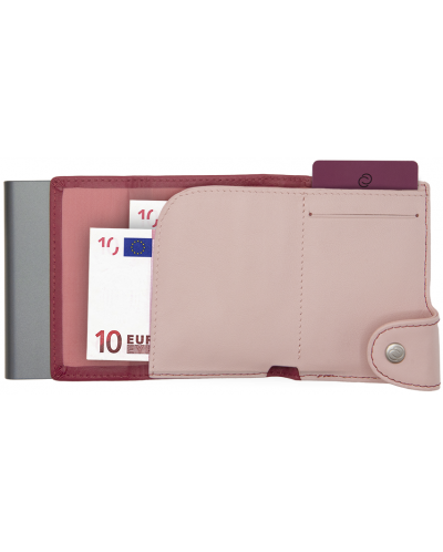 Картодържател C-Secure - портфейл и монетник, розово и лилаво - 3