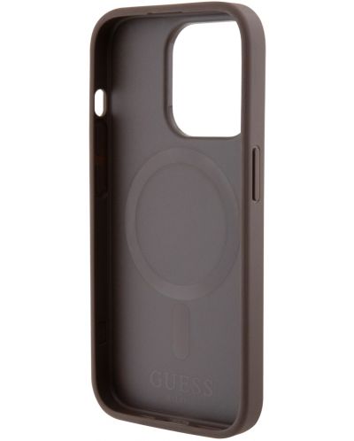 Калъф Guess - PU 4G Stripe, iPhone 15 Pro, MagSafe, кафяв - 5