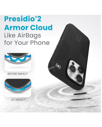 Калъф Speck - Presidio 2 Grip, iPhone 15 Pro, MagSafe ClickLock, черен - 7