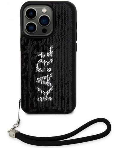 Калъф Karl Lagerfeld - Sequins Reversible, iPhone 13 Pro, черен/сребрист - 3