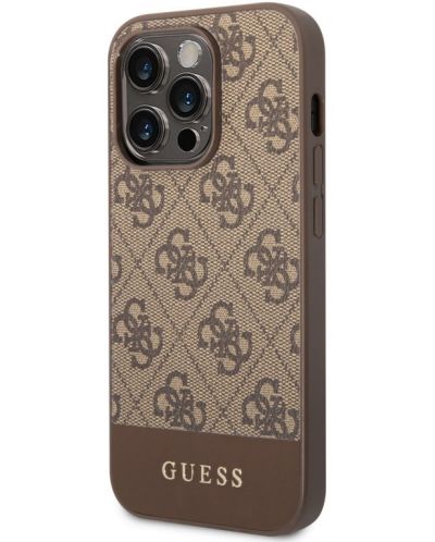 Калъф Guess - 4G Stripe, iPhone 14 Pro Max, кафяв - 2