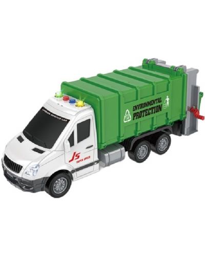 Камион за боклук Raya Toys - Truck Car с карти за сортиране, музика и светлини, 1:16 - 1