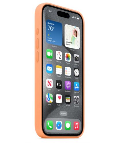 Калъф Apple - Silicone MagSafe, iPhone 15 Pro, Orange Sorbet - 3