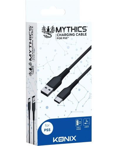 Кабел Konix - Mythics Play & Charge Cable 3 m (PS5) - 1