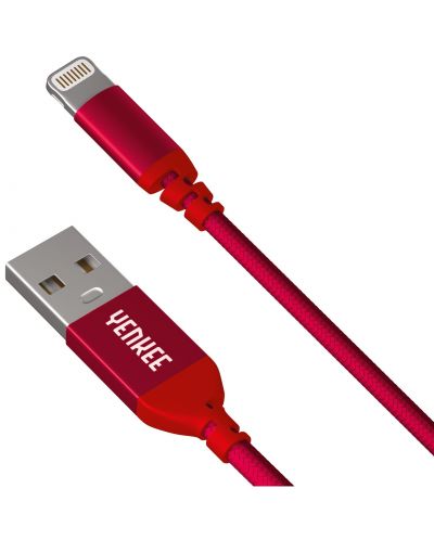 Кабел Yenkee - 611 RD, USB-A/Lightning, 1 m, червен - 1