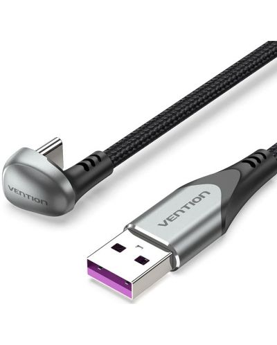 Кабел Vention - COHHF, U-Shaped, USB-C/USB-A, 1 m, сив/черен - 1