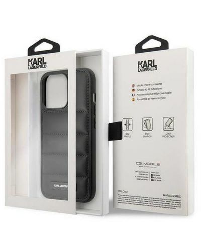 Калъф Karl Lagerfeld - Quilted Puffy Metal Logo, iPhone 14 Pro Max, черен - 6