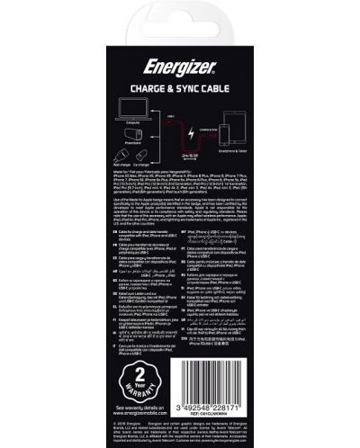 Кабел Energizer - C61CLNKWH4, Lightning/USB-C, 2 m, бял/сив - 4