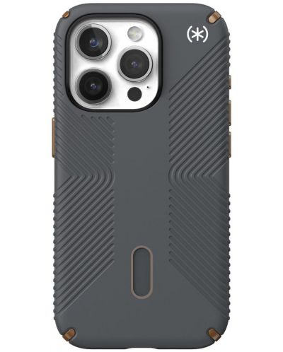 Калъф Speck - Presidio 2 Grip, iPhone 15 Pro, MagSafe ClickLock, сив - 1