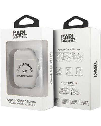 Калъф за слушалки Karl Lagerfeld - Rue St Guillaume, AirPods 1/2, бял - 3