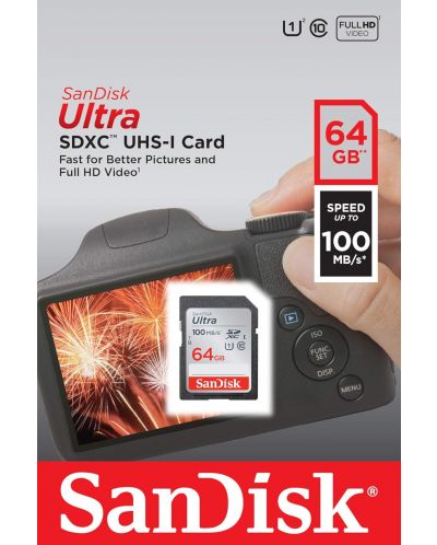 Kaрта памет SanDisk - Ultra, 64GB, SDXC, Class10 - 4