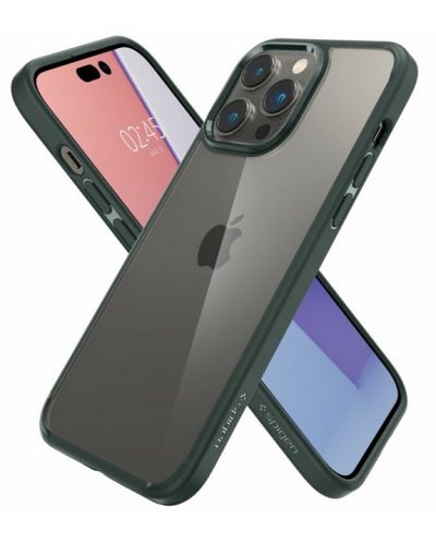 Калъф Spigen - Ultra Hybrid, iPhone 14 Pro Max, прозрачен/зелен - 2