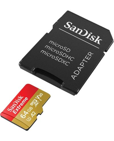 Карта памет SanDisk - Extreme, 64GB, microSDXC, Class10 + адаптер - 3
