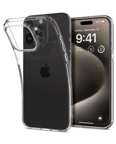 Калъф Spigen - Liquid Crystal, iPhone 15 Pro Max, Crystal Clear - 1