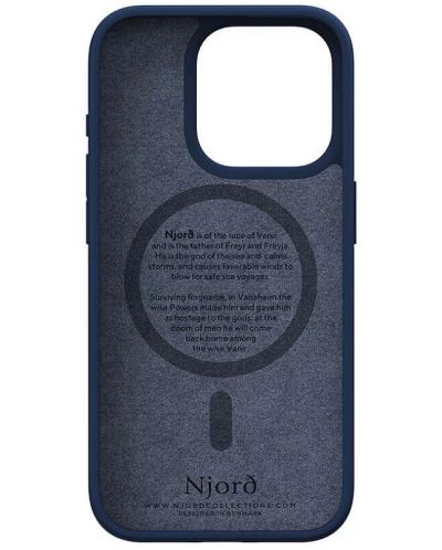 Калъф Njord - Salmon Leather MagSafe, iPhone 15 Pro, син - 3