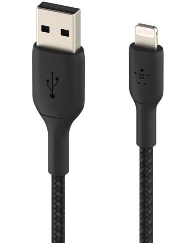 Кабел Belkin - Boost Charge, USB-A/Lightning, Braided, 1 m, черен - 1