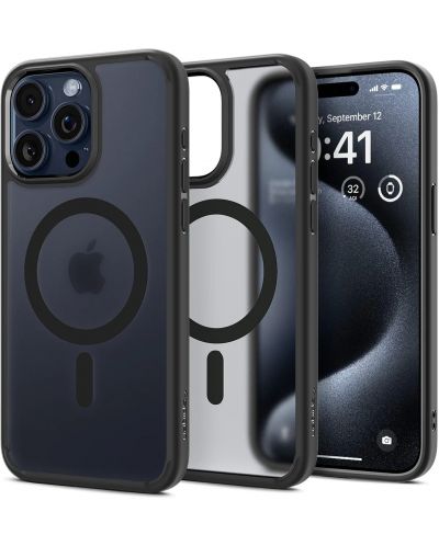 Калъф Spigen - Ultra Hybrid MagSafe, iPhone 15 Pro, Frost Black - 1