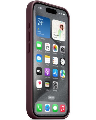 Калъф Apple - FineWoven MagSafe, iPhone 15 Pro, Mulberry - 3