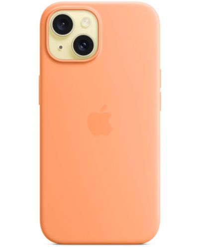 Калъф Apple - Silicone MagSafe, iPhone 15, Orange Sorbet - 5