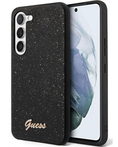 Калъф Guess - Glitter Flakes Metal Logo, Galaxy S23 Plus, черен - 2