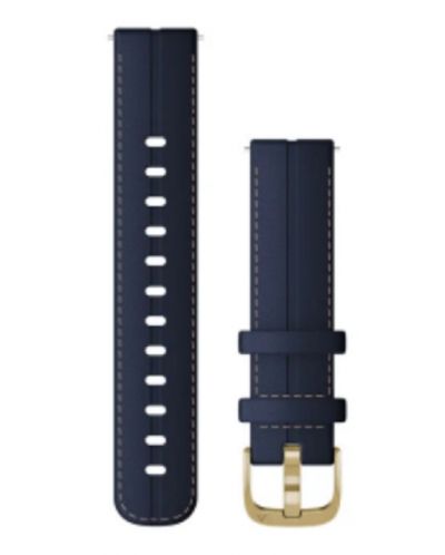 Каишка Garmin - QR Leather, Venu 2S/3S, 18 mm, Navy Leather/Light Gold - 1