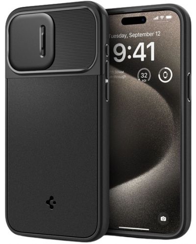 Калъф Spigen - Optik Armor, iPhone 15 Pro Max, черен - 4