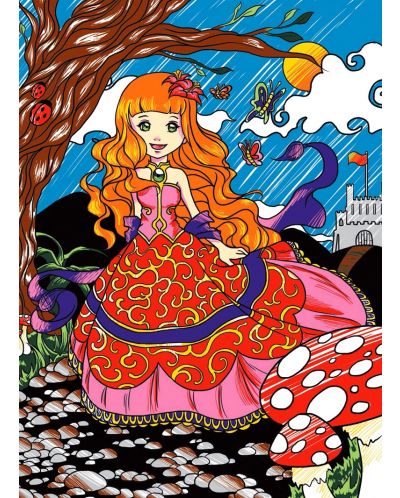 Картина за оцветяване ColorVelvet - Принцеса, 29.7 х 21 cm - 1