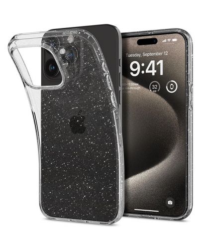 Калъф Spigen - Liquid Crystal Glitter, iPhone 15 Pro Max, Crystal Quartz - 1