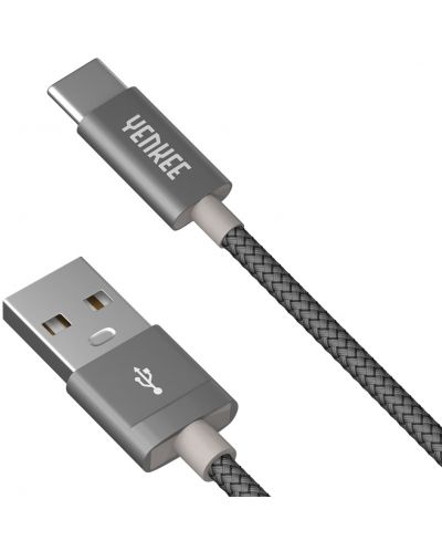 Кабел Yenkee - 301 GY, USB-A/USB-C, 1 m, сив - 1