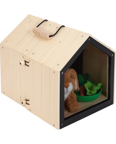 Къщичка за зайци Small Foot - Със заграждение, 28 х 24 х 24 cm - 4