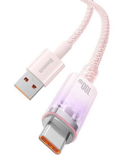 Кабел Baseus - Explorer CATS010404, USB-A/USB-C, 1 m, розов - 4