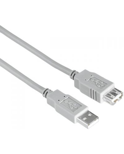Кабел Hama - 200906, USB-A/USB-A, 3 m, сив - 1