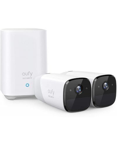 Камера Eufy - EufyCam 2 Pro, 140°, 2 бр., бели - 1