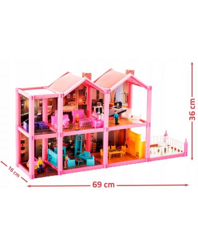 Къща за кукли MalPlay - Lovely House с 6 стаи, обзавеждане и фигурки, 136 части - 9