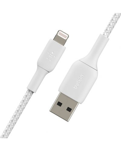 Кабел Belkin - Boost Charge, USB-A/Lightning, Braided, 1 m, бял - 2