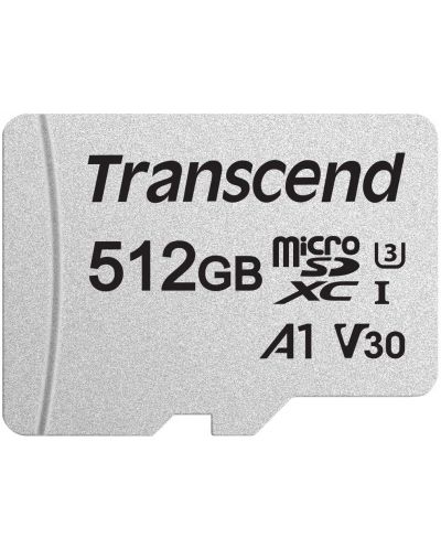 Карта памет Transcend - 512GB, 300S, microSDXC UHS-I U3 A1 V30 + адаптер - 1