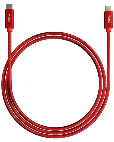 Кабел Yenkee - 2075100313, USB-C/USB-C, 1 m, червен - 1