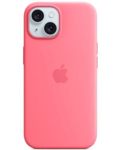 Калъф Apple - Silicone, iPhone 15, MagSafe, розов - 2