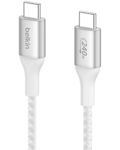 Кабел Belkin - Boost Charge, USB-C/USB-C, 240W, 1 m, бял - 1