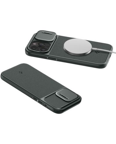 Калъф Spigen - Optik Armor, iPhone 15 Pro, Abyss Green - 8