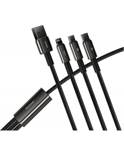 Kабел Baseus - Tungsten, USB-А/USB-C/Lightning/Micro USB, 1.5 m, черен - 2
