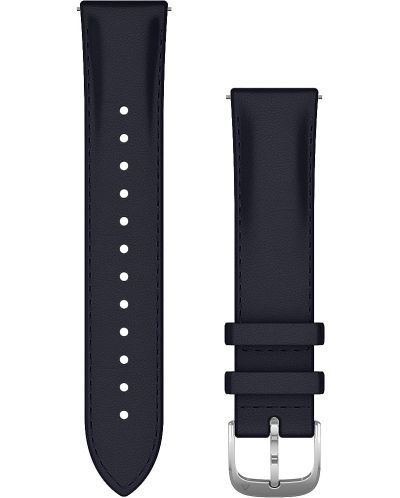 Каишка Garmin - QR Leather, Venu/vivomove, 20 mm, Navy Leather/Silver - 1