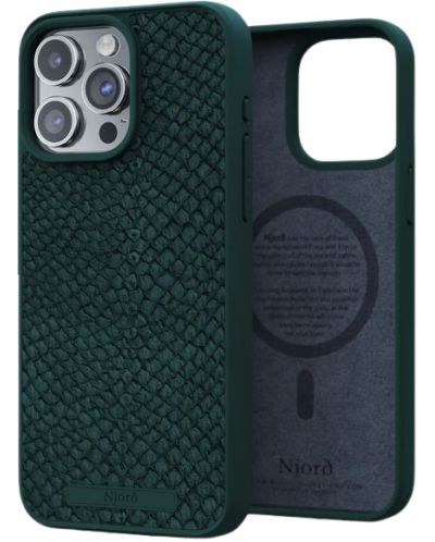 Калъф Njord - Salmon Leather MagSafe, iPhone 15 Pro Max, зелен - 2