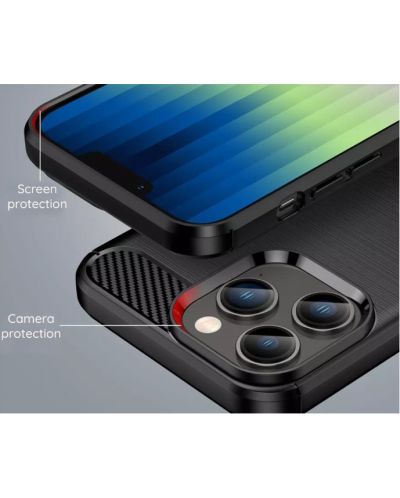 Калъф Techsuit - Carbon Silicone, iPhone 15 Pro, черен - 2