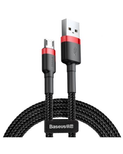 Кабел Baseus - Cafule, USB-A/Micro USB, 1 m, червен/черен - 1