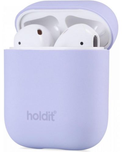 Калъф за слушалки Holdit - Silicone, AirPods 1/2, лилав - 2