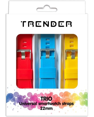 Каишки Trender - Trio Bundle Groovy, 22 mm, 3 броя, червена/синя/жълта - 1