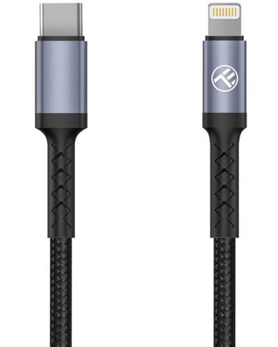 Кабел Tellur - TLL155384, USB-C/Lightning, 1 m, черен - 1